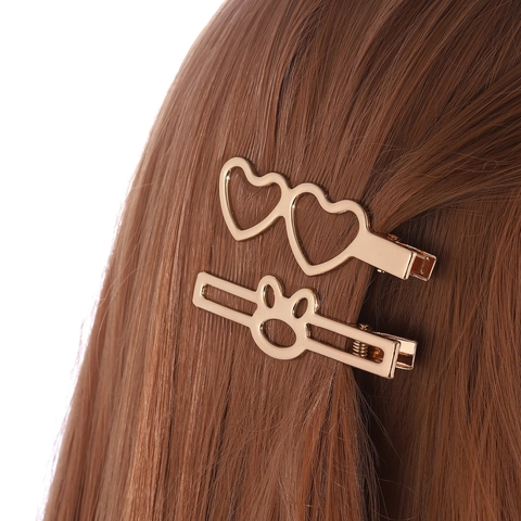 Mollette Per Capelli In Lega Minimalista Oro Galvanizzato Cuore Gatto Corona Forme Fermagli Laterali Per Donne Ragazze