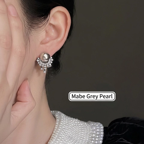 Eleganti Orecchini Di Künstliche Perle Grigie Con Nappine E Perno In Argento Sterling 925 Gioielli Retrò Con Strass Per Donne