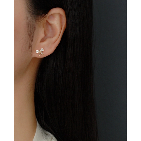 Orecchini A Lobo Fiocco Con Perno In Argento Sterling 925 Zircone Incastonato Chiusura A Vite Gioielli Stile Dolce Per Donna