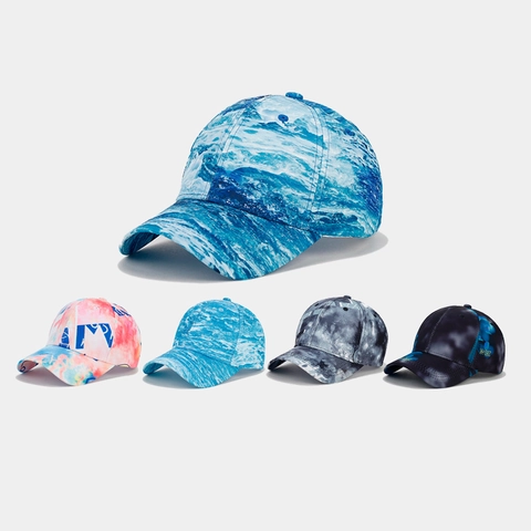 Street Fashion Baseball Cap Digital Print Graffiti Tie-Dye Pattern Curved Brim Adjustable Sun Hat Men Women Polyester
