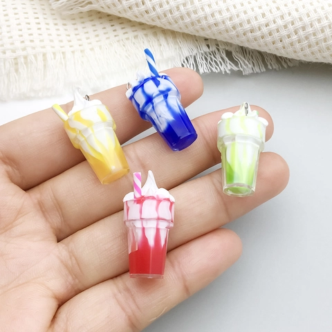 Charmes De Coupe De Glace En Résine Mini Simulation Boisson Sundae Pendants Pour DIY Collier Bracelet Porte-clés Bijoux Mignon