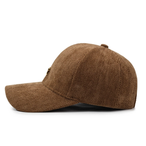 Gorra De Béisbol Para Mujer Patrón De Espiga Adorno De Lazo De Metal Moda Ajustable Informal Al Aire Libre Calidez De Invierno