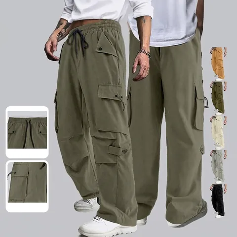 Pantaloni Cargo Uomo Tasche Multiple Vestibilità Ampia Asciugatura Rapida Poliestere Techwear Streetwear Pantaloni