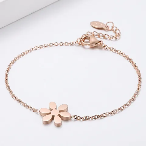 Minimalistisches Blumen Charm Armband Edelstahl Verstellbare Kette Gänseblümchen Schmuck Für Damen Geschenk