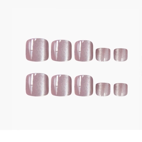 Press On Toenails ABS Plastic Cat Eye Glitter Rhinestone Square Round Fake Toe Nails For Women