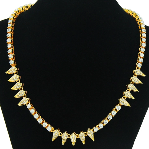 Collana Con Pendente A Punta Iced Out Lega Strass Hip Hop Catena Tennis Gioielli Per Uomo E Donna