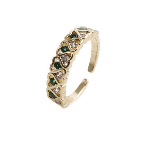 Heart Mom Love Open Adjustable Ring Copper Micro Inlaid Zircon Enamel Fashion Jewelry For Women