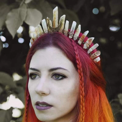Cerchietto Corona Di Cristallo Citrino Naturale Con Ciondoli Luna Stella Fatto A Mano Stile Boho Fata Regalo Di Compleanno