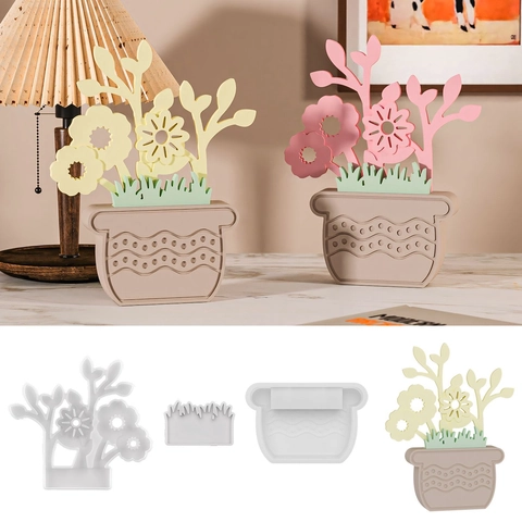 Plant Flower Vase Silicone Mold DIY Resin Plaster Craft Tool Home Desktop Decoration Modern Minimalist Style