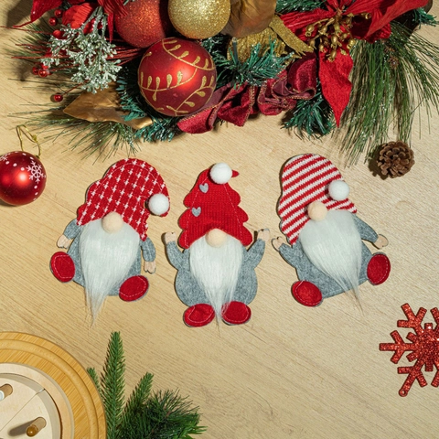 Porte-Couverts Gnomes De Noël Pochettes Argenterie Tricot Feutre Poupée Sans Visage Décorations De Table Ornements De Fête