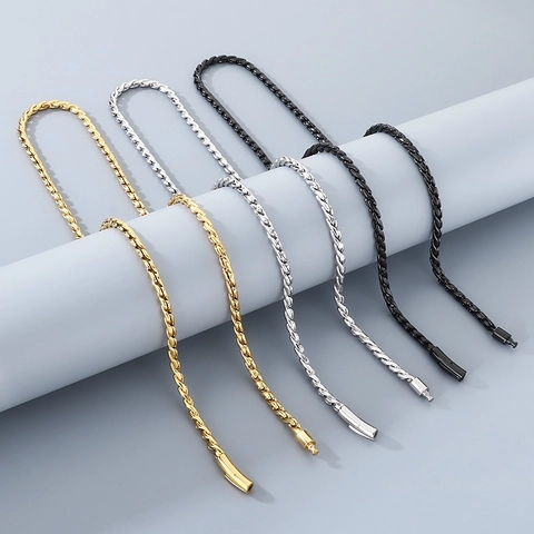 Collana E Bracciale Da Uomo In Acciaio Inossidabile Catena Keel Intrecciata Placcata Oro 18k Hip Hop Punk Moda