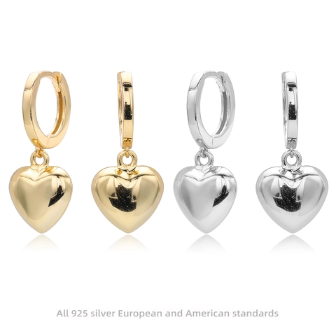 Herz Anhänger Creolen 925 Sterlingsilber Minimalistisch Hängender Schmuck Für Damen Schlicht Stilvoll