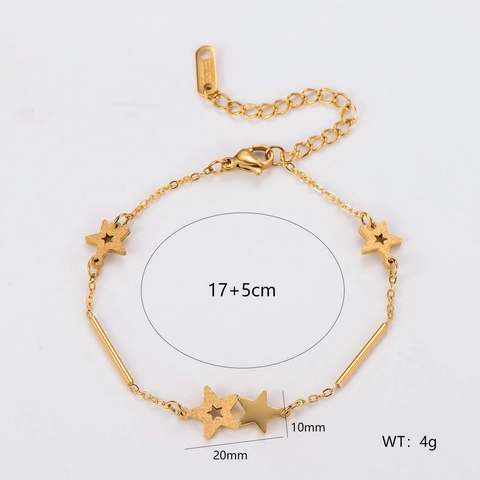 Pulsera Con Colgante De Estrella Para Mujer Acero Inoxidable Minimalista Esmerilado Pulido Cadena Elegante Joyería Accesorio