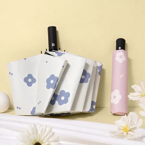 Paraguas Automático Estilo Francés Con Estampado Floral Protección UV Resistente Al Viento Uso Dual Sol Lluvia Para Mujer