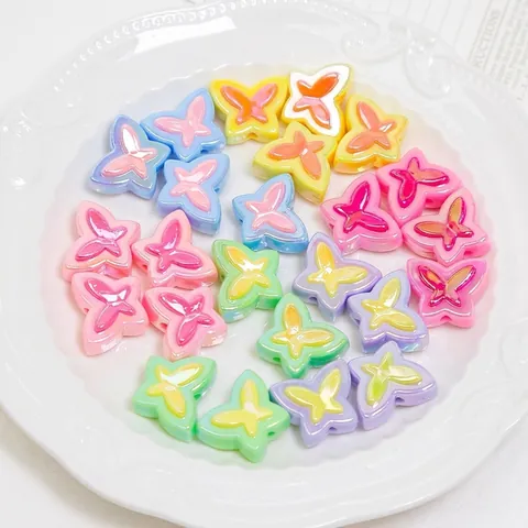 Butterfly Shape Acrylic Beads Iridescent Gradient Colorful For DIY Jewelry Making Bracelets Necklaces Phone Charms