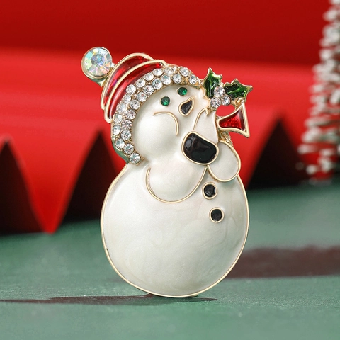 Spilla Pupazzo Di Neve Di Natale Lega Smalto Strass Pin Regalo Di Festa Festivo Per Donne Ragazze Gioielli Invernali