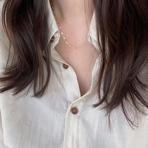 Collana In Argento Sterling 925 Con Piccoli Dischi Di Paillettes Minimalista Chic Per Donne