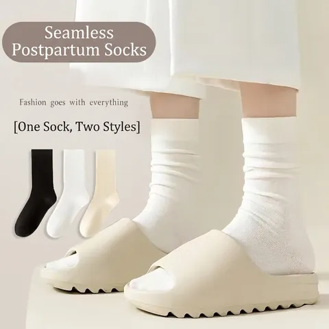 Damen Slouch Socken Reine Baumwolle Atmungsaktiv Mittelhohe Socken Einfarbig Weich Bequem Mutterschaft Casual Baumwollsocken