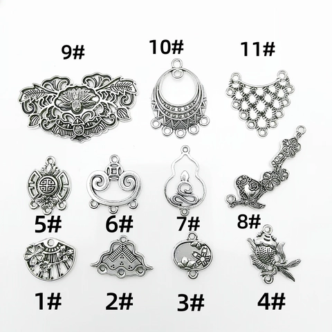 Zinc Alloy Retro Tibetan Silver Style Hollow Connectors Charms For DIY Jewelry Making Earrings Necklace Ethnic Design