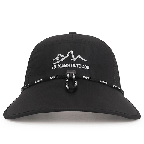 Outdoor Sonnenschutz Baseballkappe Breiter Verlängerte Krempe Netz Atmungsaktiv Angelhut Winddichtes Seil Sportlich Herren Damen Sonnenhut Polyester Verstellbar