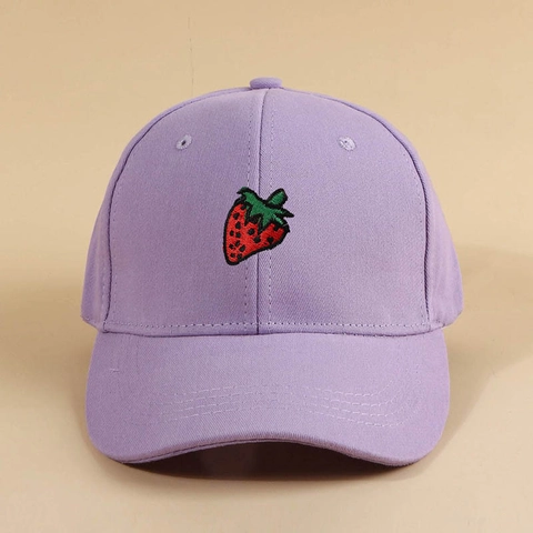 Kids Baseball Cap Cotton Strawberry Embroidery Adjustable Sun Hat Casual Outdoor For Boys Girls