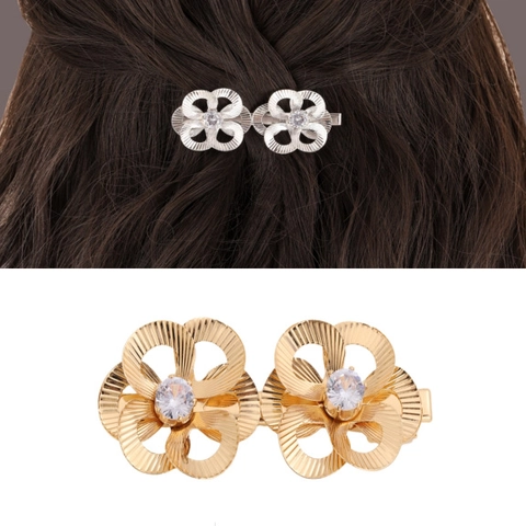 Molletta Per Capelli Fiore Traforato Lega Strass Fermaglio Becco D'Anatra Stile Barocco Accessorio Sposa Donne