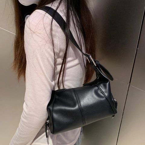 Women Retro PU Leather Underarm Shoulder Bag Trendy Minimalist Design Zip Hobo Handbag Daily Casual Commuter Purse Gift