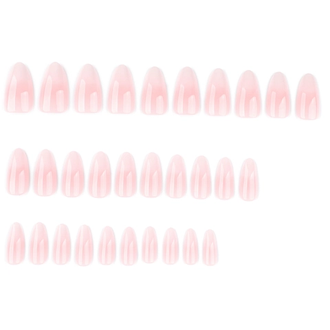 Unghie Finte A Pressione Sfumate Rosa Bianco Stile Francese Forma Mandorla Unghie Artificiali Lucide