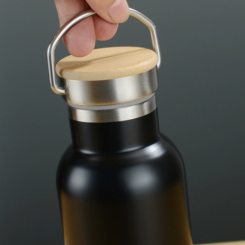 Insulated Water Bottle 304 Stainless Steel Vacuum Sport Flask With Bamboo Lid And Portable Metal Handle Outdoor Kettle