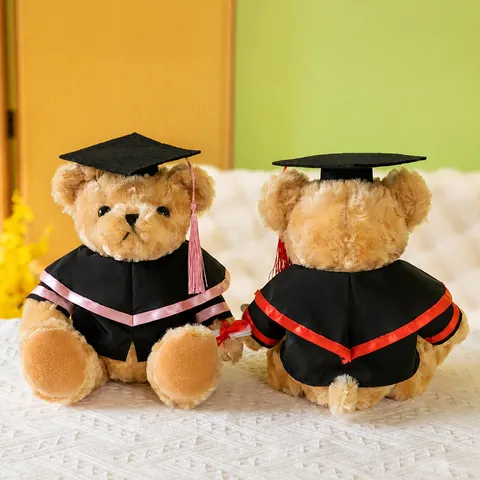 Graduation Teddy Bear Plush Toy Soft Stuffed Bear With Doctor Hat And Diploma Commemorative Gift For Students School Season