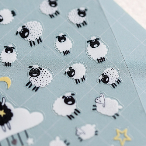 5D Nail Art Stickers Embossed Cartoon Sheep Stars Moon Patterns Self Adhesive Manicure Decoration For DIY Nail Design Women