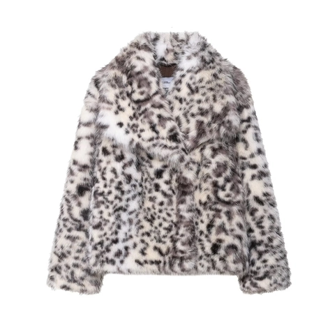 Giacca In Pelliccia Sintetica Con Stampa Leopardata Da Donna Cappotto Invernale Caldo Risvolto Maniche Lunghe Casual