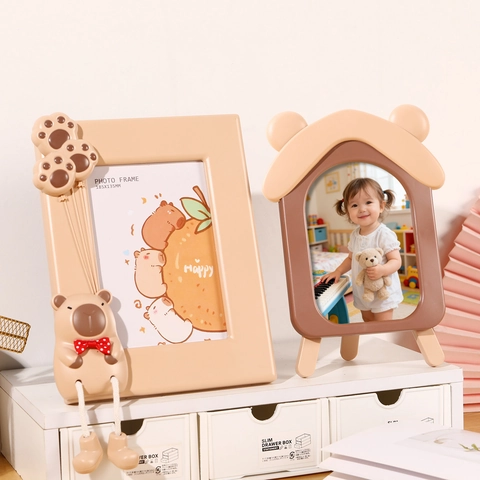 Cadre Photo Mignon En Plastique Décoration Animale 3D Capybara Ours Table Murale Kawaii Chambre Enfant Décoration Maison