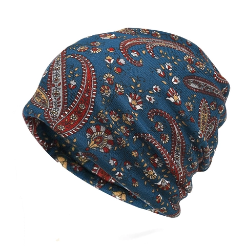 Paisley Print Slouchy Beanie Strickmütze Warme Polyester Vielseitige Halsgamasche Kopfbedeckung Outdoor Sport Mütze