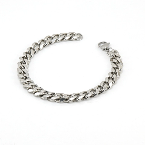 Bracelet Chaîne Cubaine Acier Inoxydable Haute Polie Robuste Style Hip Hop Punk Bijoux Pour Hommes Garçons Cadeau