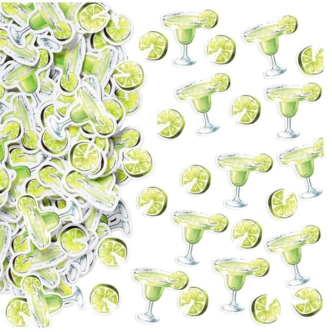 Margarita Cocktail Glas En Limoenschijfjes Papier Confetti Tafel Decoraties Voor Verjaardagsfeest Cartoon Stijl