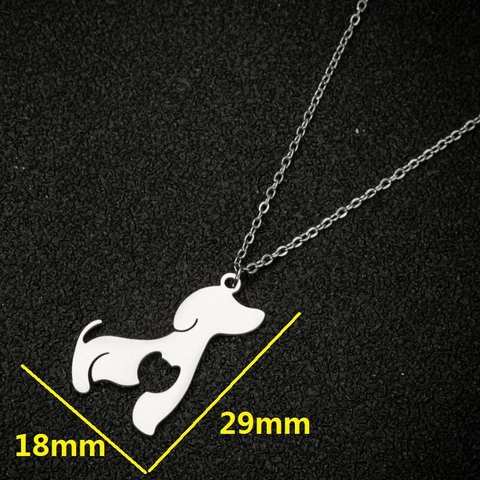 Collana Pendente Silhouette Cane Acciaio Inossidabile Gatto Carino Cuore Cavo Gioielli Animali Per Donne Minimalista