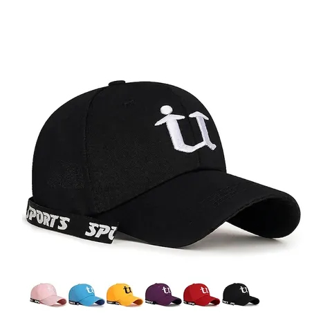 Cappello Da Baseball Unisex Lettera Ricamata Poliestere Cotone Protezione Solare Sport All'aperto Regolabile Streetwear Cappello Casual Con Nastro