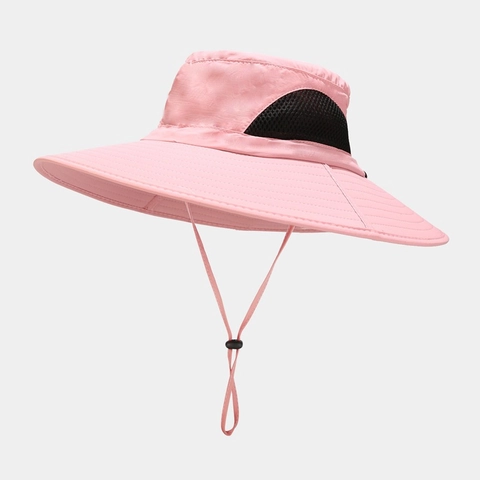 Chapeau Bob En Nylon Séchage Rapide Large Bord Protection Solaire Filet Respirant Extérieur Pêche Randonnée Ajustable