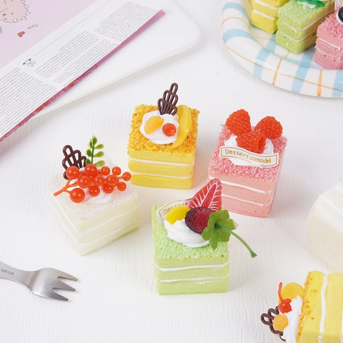 Artificial Square Mousse Cake PU Slow Rebound Squishy Toy Realistic Fake Food Decoration Photography Props Home Ornament