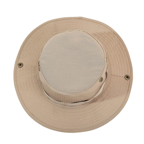 Outdoor Sun Protection Boonie Hat Wide Brim Foldable Polyester Fisherman Cap With Adjustable Chin Strap For Fishing Hiking