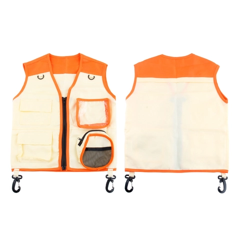 Gilet E Cappello Da Esploratore All'aperto Per Bambini Costume Da Avventura Tasche Multiple Gioco Di Ruolo Campeggio Poliestere