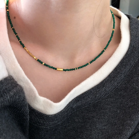 Collier De Perles Acier Inoxydable Entretoises Dorées Style Agate Chaîne Clavicule Bijoux Minimalistes Vintage