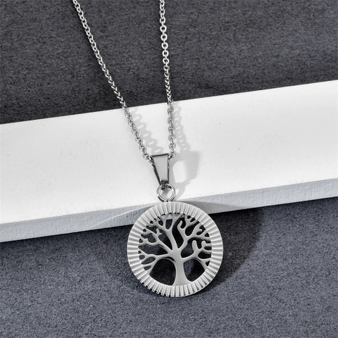 Levensboom Hanger Ketting Roestvrij Staal Hol Rond Vintage Sieraden Voor Heren Dames