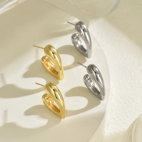 Minimalistische Edelstahl Herz Ohrstecker 18K Vergoldet Glatte Herzförmige Creolen Für Damen Schmuck Geschenk