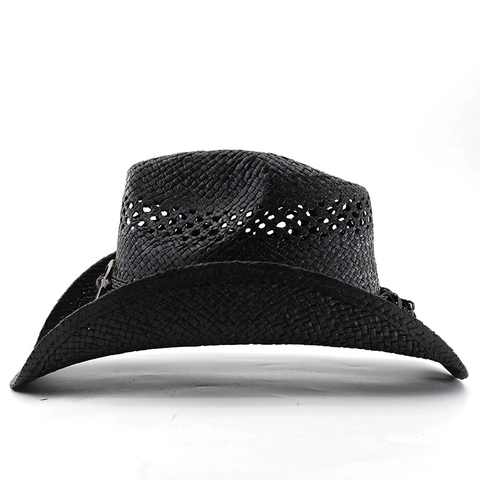 Cappello Di Paglia Da Cowboy Western Vintage Tesa Larga Traforato Protezione Solare Spiaggia Estate Uomo Donna Fibbia Cuore Legno