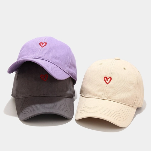 Cappello Da Baseball In Cotone Ricamato Cuore Protezione Solare Aperto Casual Berretto Sportivo Regolabile Per Uomini Donne