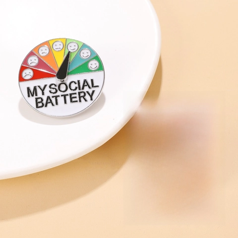 My Social Battery Emaille Brosche Anstecknadel Mit Drehbarer Zeiger Emoji Stimmung Anzeige Legierung Abzeichen Schmuck Geschenk