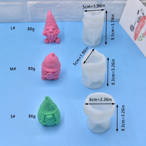 Gnome Shape Silicone Mold For DIY Handmade Candle Soap Fondant Making 3D Dwarf Clover St Patrick Day Design