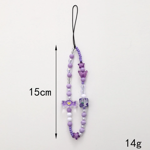 Handmade Beaded Phone Charm Cartoon Candy Bow Mobile Phone Chain Lanyard Anti-Fall Phone Strap Pendant Wristband For Women